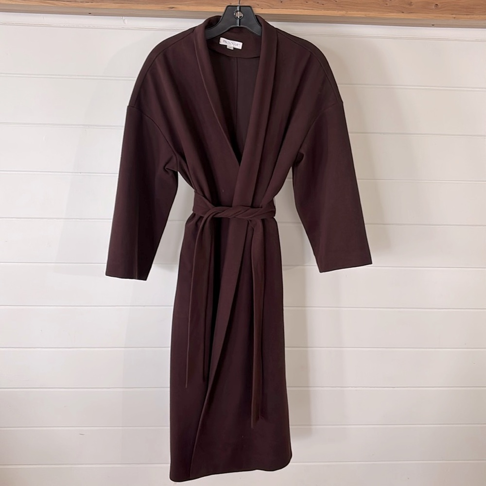 Size xs, Prologue, maroon, super soft medium/long belted, wrap coat